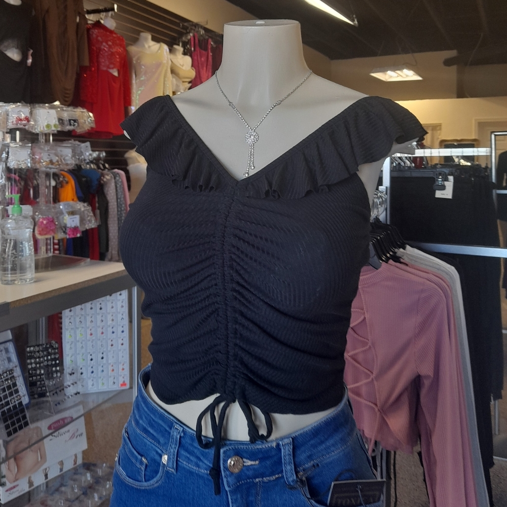 V neck adjustable crop top